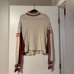 We The Free Free People Vintage Style Long Sleeve Top with Striped Sleeves